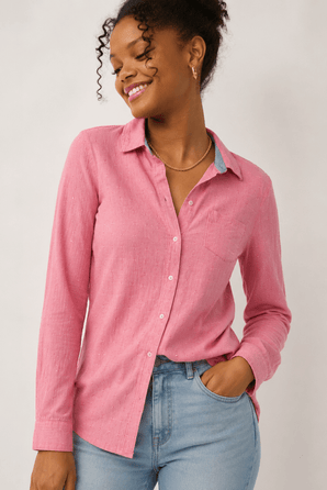 Hot Pink Shirt in All Cotton- Size: S
