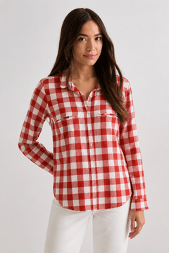 Red Gingham Button-Up Shirt - Size: S