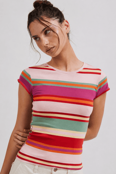 ♦︎ Striped Viscose T-Shirt - Size: M
