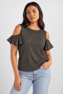 Ted Baker Gold Metallic Top - Size: M