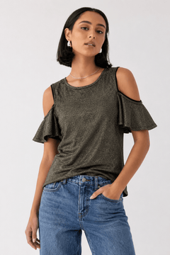 Ted Baker Gold Metallic Top - Size: M