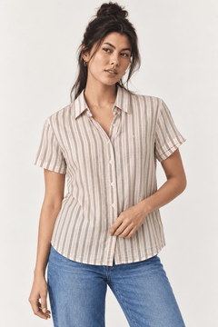 Thomas Burberry Shirt in Tan and Pink- Size: M