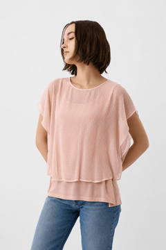 Light Blush Pink Layered Top- Size: S