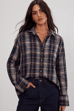 ♦︎ Plaid Indigo Shirt- Size: M/L
