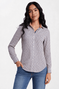 Geometric Pattern Shirt in Cotton- Size: XS