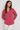 Striped Cotton Shirt in Vibrant Red- Size: M/L