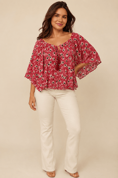 Zara Kimono Sleeve Peasant Blouse - Size: M