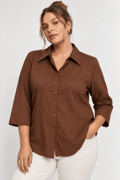 Chocolate Brown Fitted Shirt - Size: XL