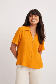 100% Viscose Blouse in Burnt Orange - Size: L