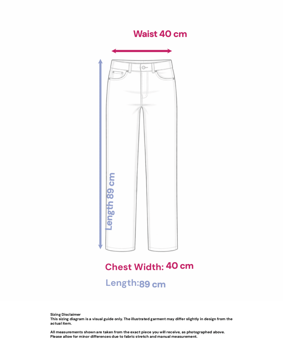 Basic Straight Jeans with Pocket Golden Stitching- Size: S — measurements