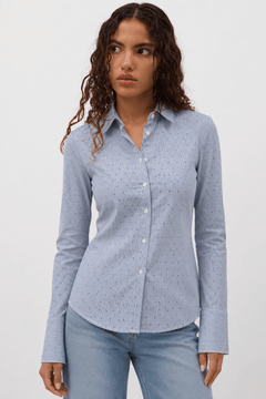 Blue and White Fitted Shirt - Size: S