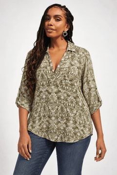 Breathable Fabric Blouse in Light Green- Size: L
