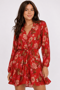 Busy Floral Mini Dress in Viscose- Size: XS