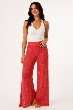 Crochet Knit Pants in Coral- Size: M