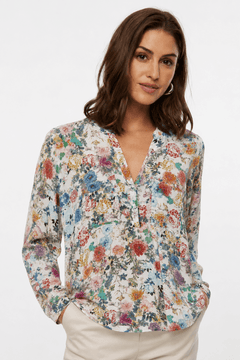 Floral Blouse with Front Pockets - Size: S