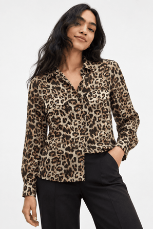 Leopard Print Shirt in Soft Fabric- Size: XS