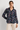 Navy Blue Blouse with Flower Clusters- Size: S