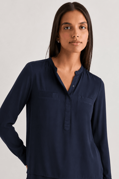 ♦︎ Navy Collared Blouse - Size: XS