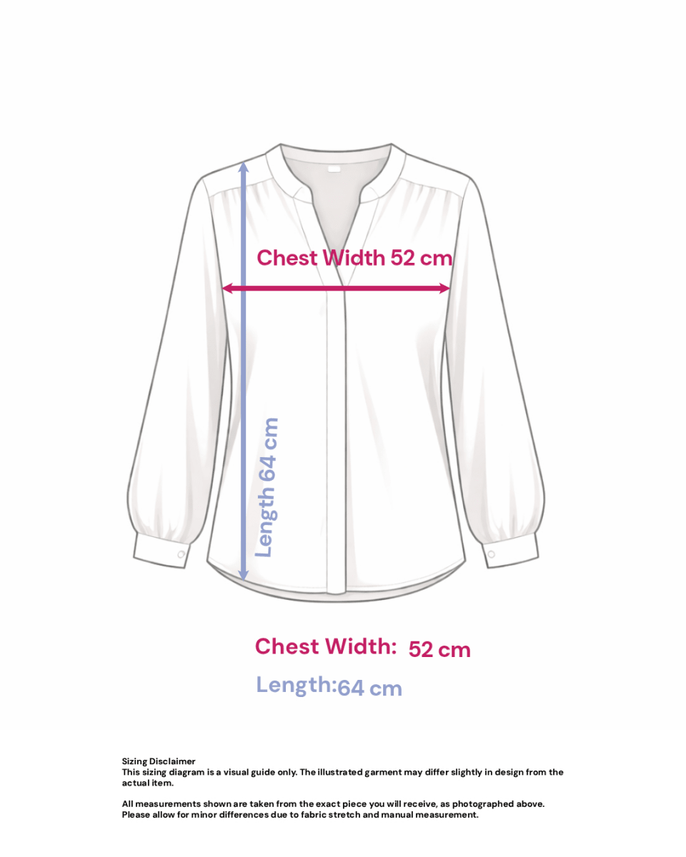 Satin Effect Blouse with "Z" Pattern- Size: M — measurements