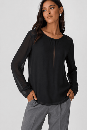 Sheer Blouse with Back Knot - Size: S