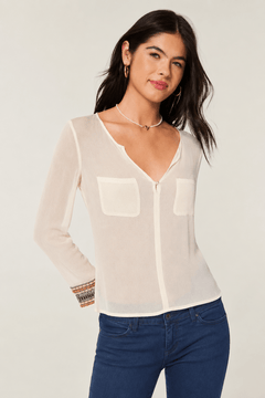 ♦︎ Sheer Cream Blouse - Size: XS