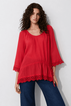 ♦︎  Sheer Lace Trim Top - Size: M(Condition: Good)