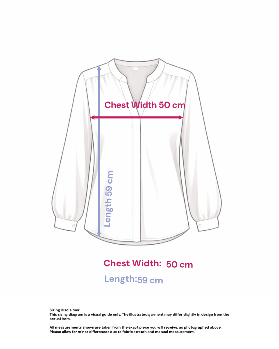 Shimmery Blouse with Sheer Balloon Sleeves- Size: L — measurements