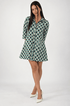 Statement Geometric Dress in Cotton - Size: M