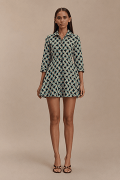 Statement Geometric Dress in Cotton - Size: M