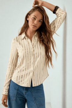 ♦︎ Striped Gold Blouse - Size: S