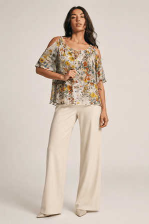 Wild Flower Cold Shoulder Blouse - Size: S